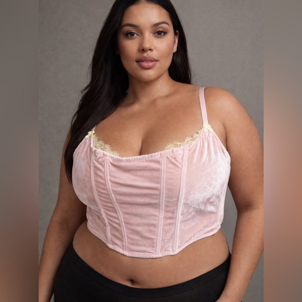 SKIMS Velvet Lace Corset Pink Velvet 2X